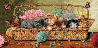 Kitty Litter by Dimensions Gold Collection Designer Braldt Bralds Kitten counted Cross Stitch Kit
