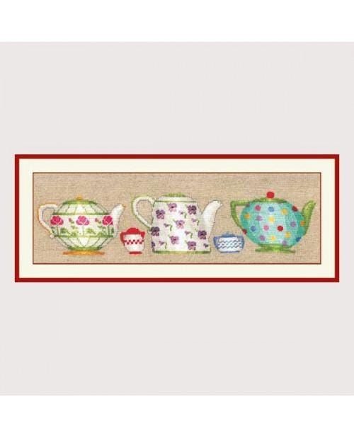 Teapots collection by Le Bonheur des Dames. Kitchen petit point Collection. Counted cross stitch kit