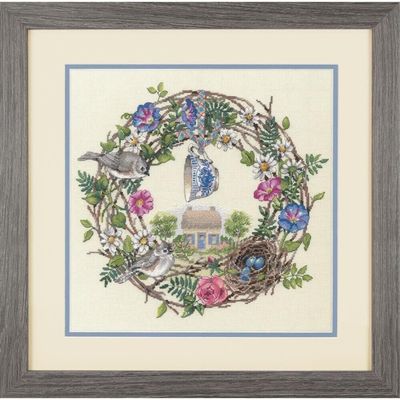 Cottage Wreath by Dimensions The Gold Collection Counted Cross Stitch Kit 2023