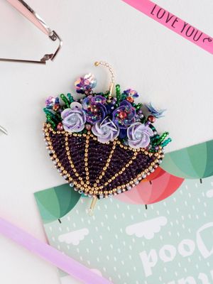 Umbrella by Abris Art Decoration Brooches (jewelry) with beads. Bead Embroidery Kit