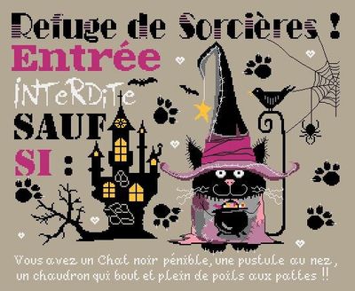 Refuge de sorcières (Witches&#39; refuge) by Isabelle Haccourt Vautier. Printed cross stich pattern