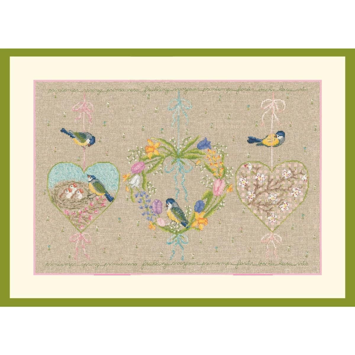Spring Hearts by Le Bonheur des Dames. Season Collection. Counted cross stitch kit