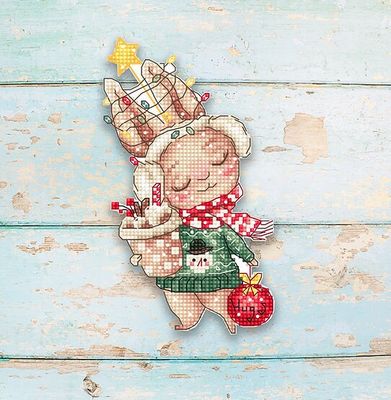 Christmas Rabbit Ornament by LETISTITCH Christmas Counted cross stitch kit on Plastic canvas 2022