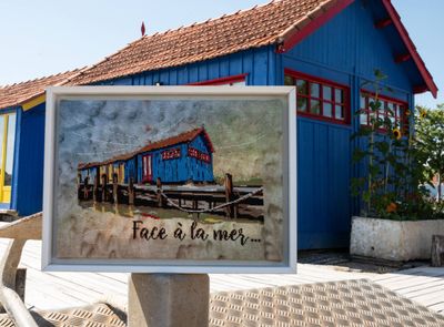 La Cabane Bleue (The Blue Cabin) by Isabelle Haccourt Vautier Collection Oleron by ISA Printed cross stich pattern