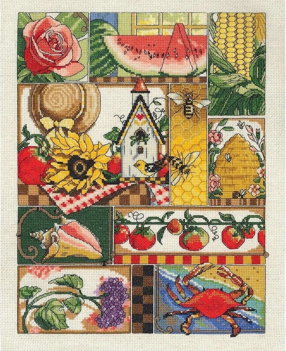 Summer Montage by Janlynn Counted Cross Stitch Kit designer Janet Stever. Four season series