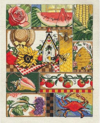 Summer Montage by Janlynn Counted Cross Stitch Kit designer Janet Stever. Four season series