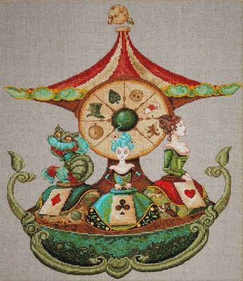Alice&#39;s Carousel (Manège D’Alice) by Nimuë Designer Annaïck Chauvel Counted cross stitch printed pattern or embroidery kit