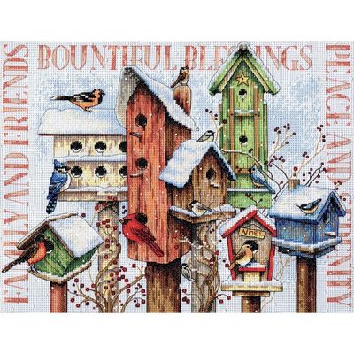 Winter Housing by Dimensions Winter bird counted Cross Stitch Kit
