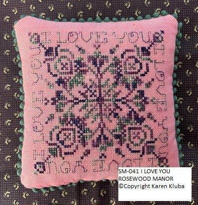 I Love You! by Rosewood Manor Designer Karen Kluba. Primitive printed cross stitch pattern 2023