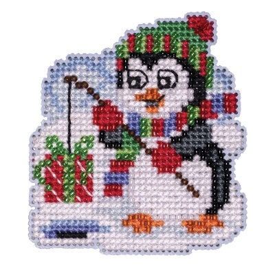 Fishing Penguin by Mill Hill. Winter Holiday Collection. Counted Glass bead kit with treasure 2023 for cozy winter holidays