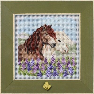 Icelandic Horses by Mill Hill 2024 Spring Series Buttons and Beads counted cross stitch kit