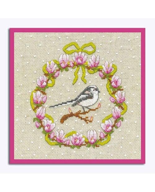 March Wreath Long-Tailed Tit by Le Bonheur des Dames Animals Collection Counted cross stitch kit