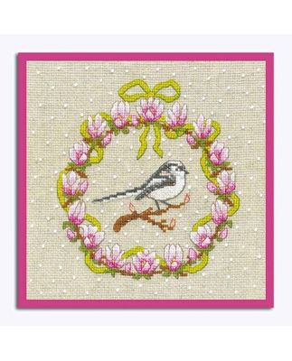 March Wreath Long-Tailed Tit by Le Bonheur des Dames Animals Collection Counted cross stitch kit
