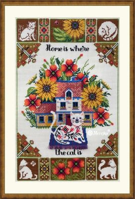 Home is where the cat is by Merejka Counted cross stitch kit new design 2023 Cute embroidery kit