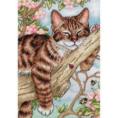 Napping Kitten by Dimensions Gold Petit Collection Designer Debbie Cook Kitten counted Cross Stitch Kit