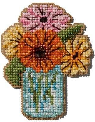 Mason Jar Bouquet by Mill Hill 2025 Spring Bouquet Seasonal Ornament Beaded cross stitch embroidery kit