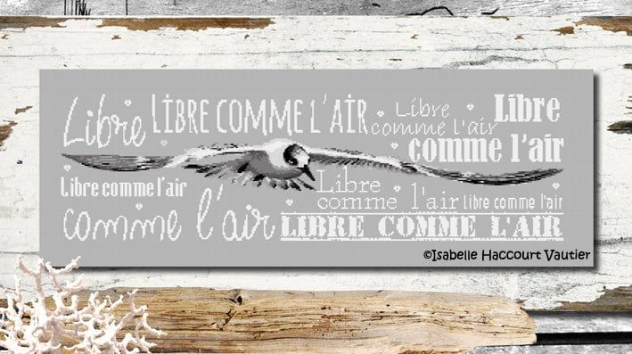Libre comme l&#39;Air (Free as Air) by Isabelle Haccourt Vautier Collection Broide du Noir. Printed cross stich pattern
