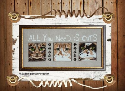 All you need is Cats by Isabelle Haccourt Vautier Printed cross stich pattern