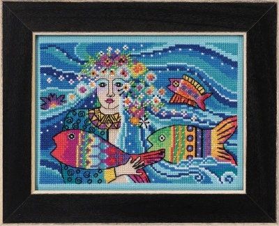 Ocean Goddess by Mill Hill 2021. Sea Life Series designed by Laurel Burch. Wonderful Sea Beaded Cross Stitch Embroidery Kit