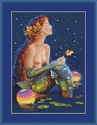 Stars by Merejka. Dreaming Mermaid counted cross stitch kit.