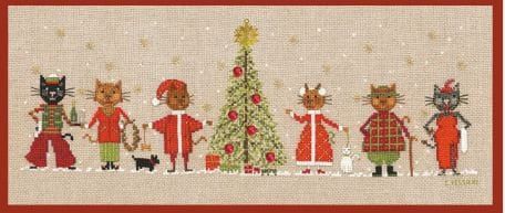 Frieze Christmas Cats by Le Bonheur des Dames Counted cross stitch kit