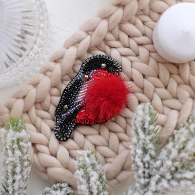 Bullfinch by Abris Art Decoration Brooches (jewelry) with beads. Bead Embroidery Kit