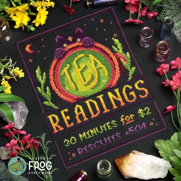 Two-Dollar Tea Readings by Fine Frog Stitching 2024 Printed Counted Cross Stitch pattern