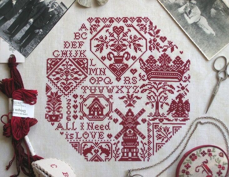 All I need is love Quaker by Isabelle Haccourt Vautier Printed cross stich pattern