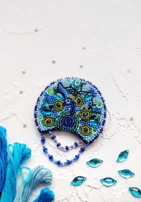 Peacock by Abris Art Decoration Brooches (jewelry) with beads. Bead Embroidery Kit
