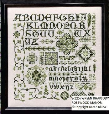 Green Rhapsody by Rosewood Manor designer Karen Kluba. Beautiful primitive cross stich pattern 2022