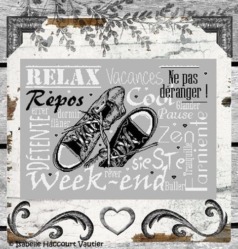 Relax! by Isabelle Haccourt Vautier. Collection Broide du Noir. Printed cross stich pattern