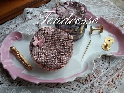 Tendresse (Tenderness) by Reflets de Soie Beaded biscornu mini-kit Release July 2017