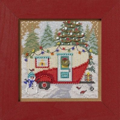 Christmas Camper by Mill Hill Winter Series 2024 Buttons and Beads Counted cross stitch with beading embroidery kit