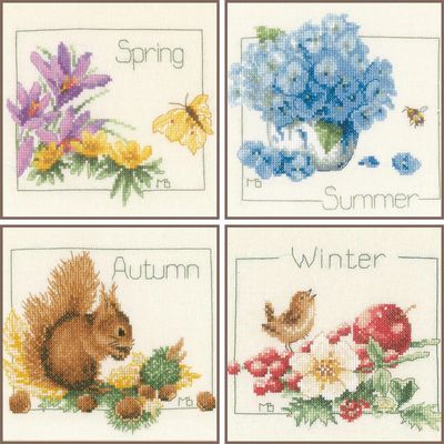 4 Seasons (set of 4) by Lanarte designer Marjolein Bastin. Counted Cross Stitch kit 2021/2022