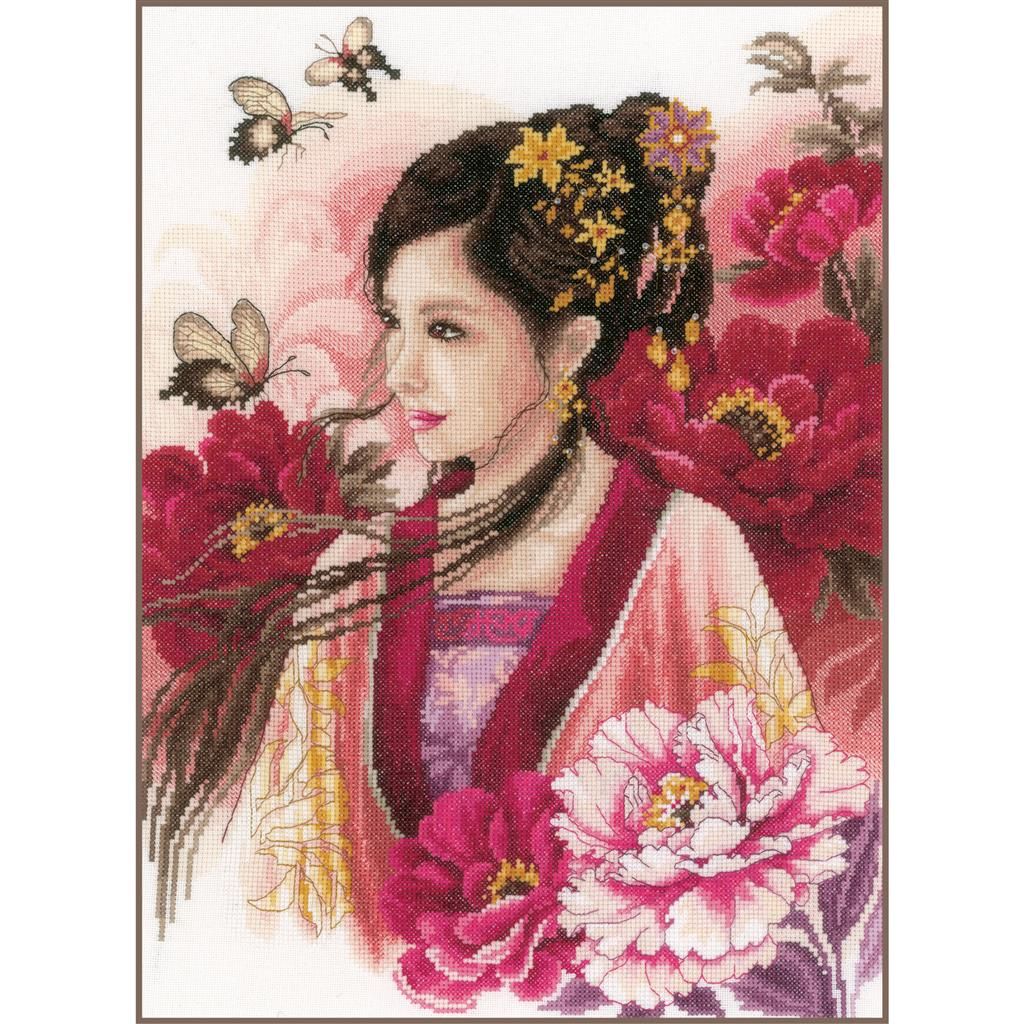Asian Lady in Pink by Lanarte Counted Cross Stitch kit. Culture cross stitch collection