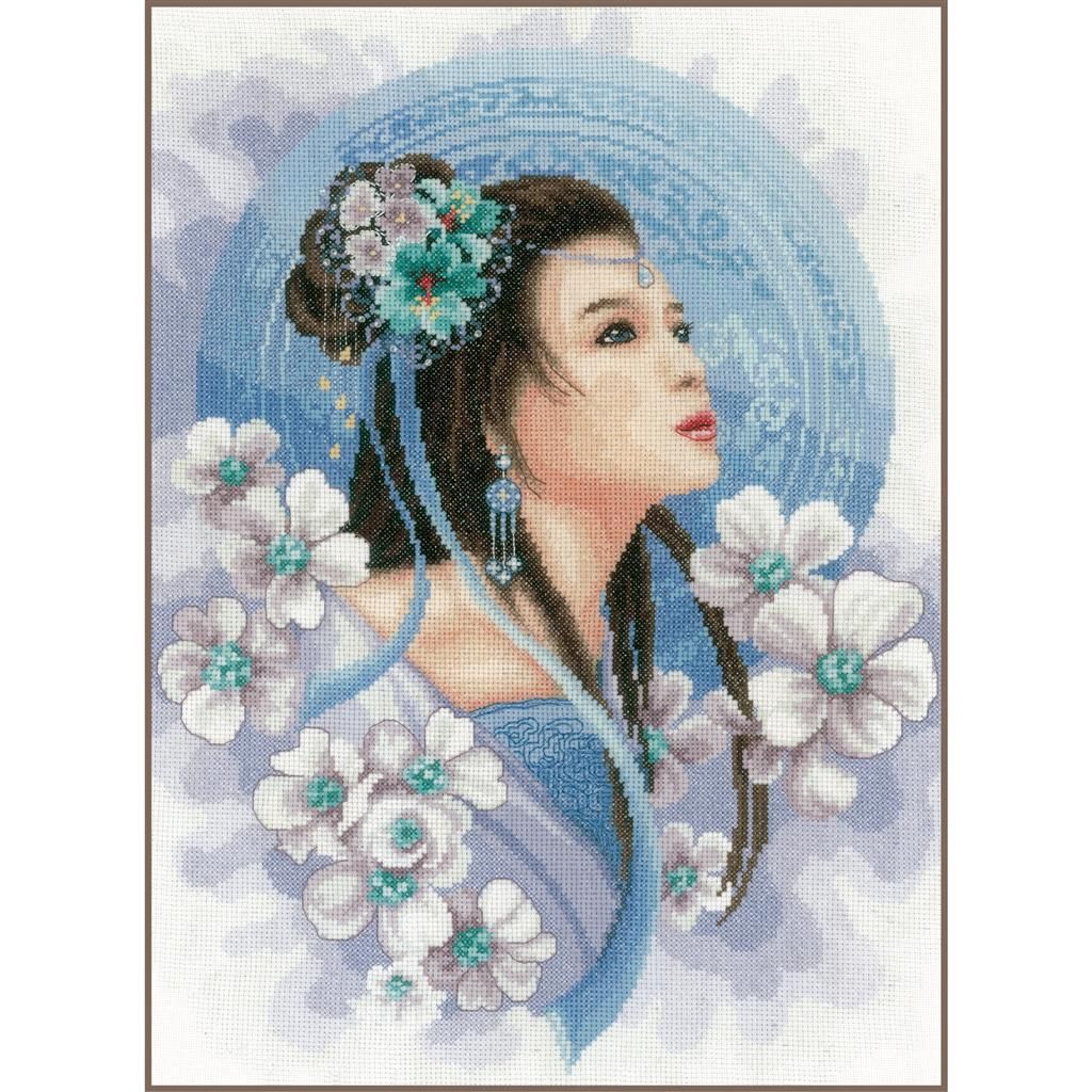 Asian lady in Blue by Lanarte Culture Collection. Counted cross stitch kit