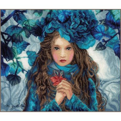 Blue Flowers Girl by Lanarte Romantic Counted Cross Stitch kit new 2021, Romance series