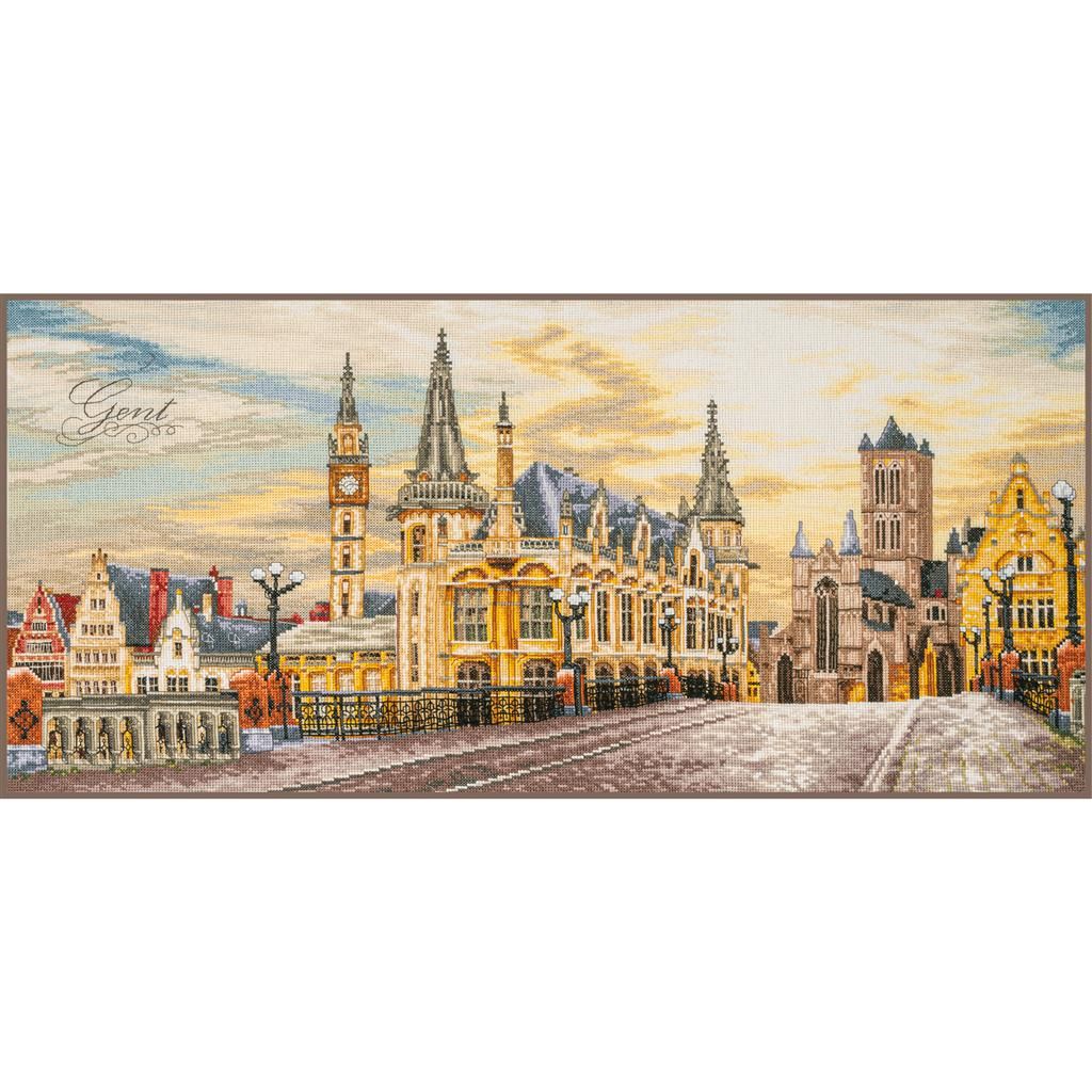 Cityview of Ghent by Lanarte Counted Cross Stitch kit. Classic cross stitch collection 2024