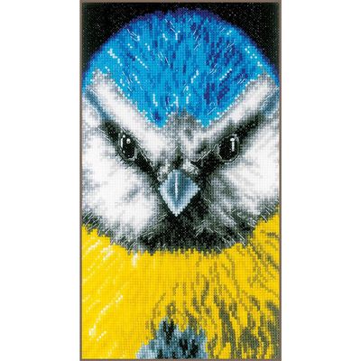 Close-Up Blue Tit by Lanarte 2023 Cross Stitch Kit Animal Collection Bird Counted Cross Stitch Kit
