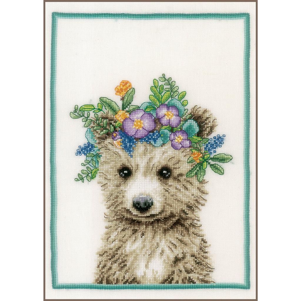 Flower Crown Bear by Lanarte 2023 Animal Collection Counted cross stitch kit