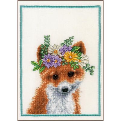 Flower Crown Fox by Lanarte 2023 Animals Collection Beautiful Counted cross stitch kit