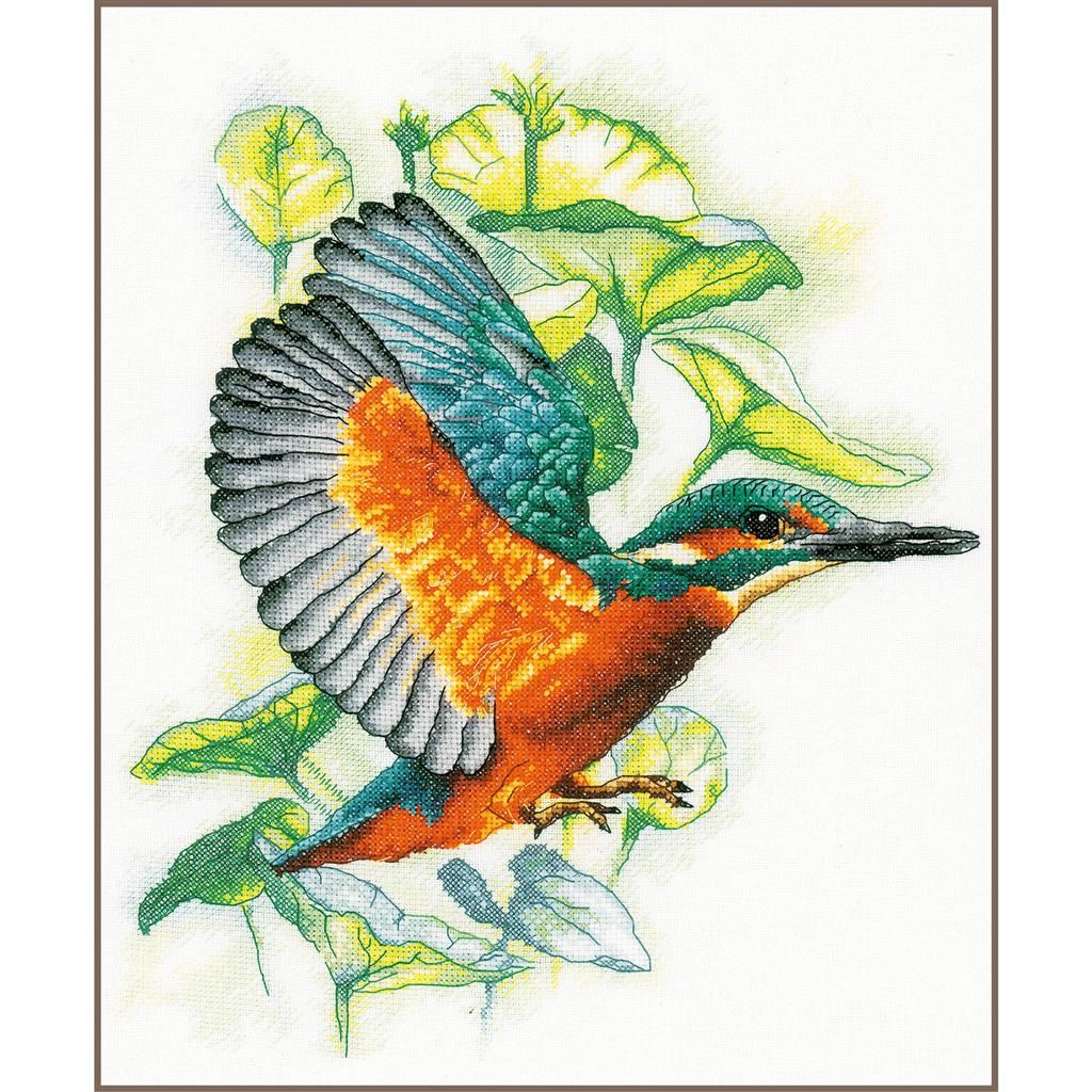 Flying Kingfisher by Lanarte 2023 Animal Collection Counted Cross Stitch Kit
