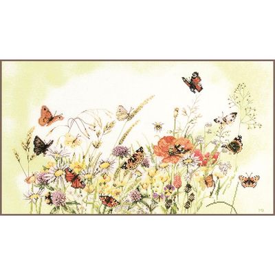 Flowers/Butterfly by Lanarte designer Marjolein Bastin. Flower counted Cross Stitch kit 2021