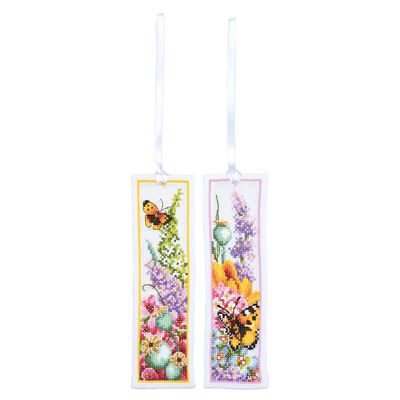 Flower power bouquet Set of 2 bookmarks by Lanarte 2025 Marjolein Bastin Collection Floral Counted cross stitch Kit