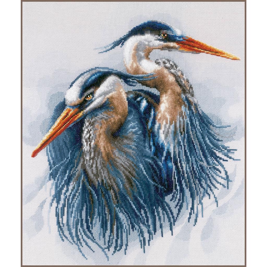 Great Blue Herons by Lanarte Animal Collection Counted Cross Stitch Kit