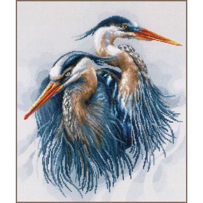 Great Blue Herons by Lanarte Animal Collection Counted Cross Stitch Kit