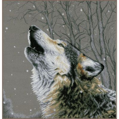 Howling at the stars by Lanarte 2024 Animal Collection Counted Cross Stitch Kit