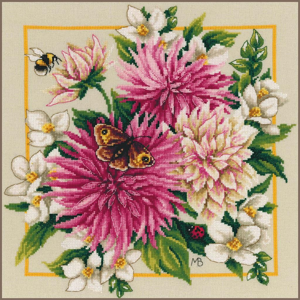 Pink Silk Dahlia by Lanarte 2024 Marjolein Bastin Collection Flower Counted Cross Stitch kit