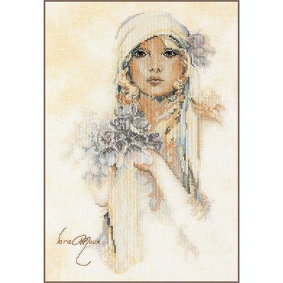 Sara Moon lilac flower by Lanarte 2021/2022 Romance collection Counted Cross Stitch Kit