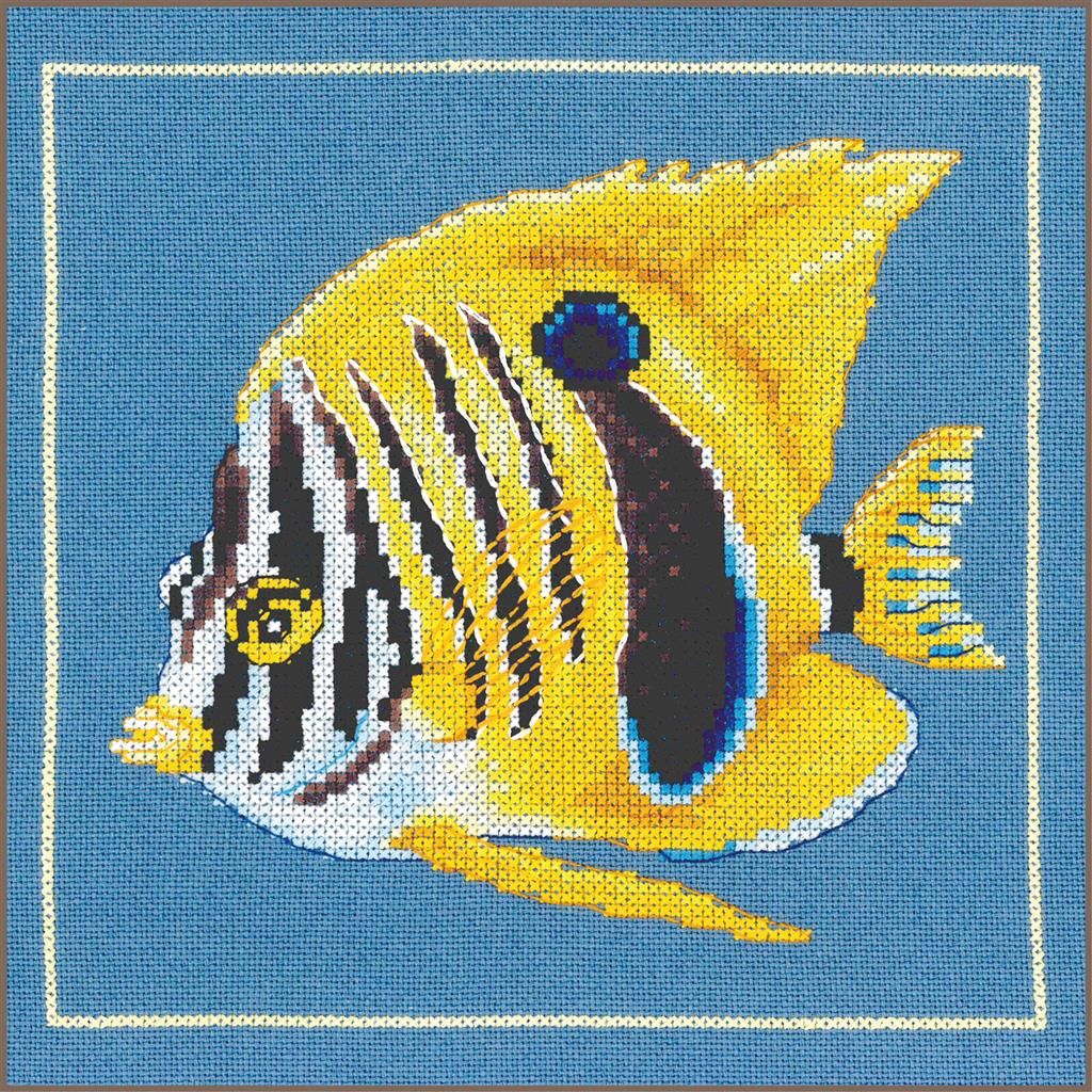 Yellow zebra fish by Lanarte 2025 Animal Collection Counted cross stitch Kit